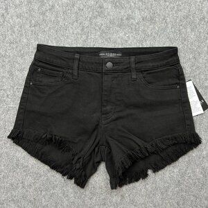 Guess Riley Frayed Hem Jean Shorts Women's Size 26 Black Denim NWT
